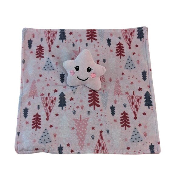 Star Plush Lovey Pink Trees Minky Dot Pattern Baby Security Blanket by STU Inc - Picture 1 of 6